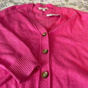 Ann Taylor Loft Pink V-Neck Cardigan Sweater